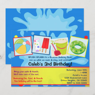 Invitaciones de cumpleaños para fiesta de piscina 