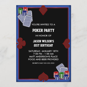Invitaciones de cumpleaños para fiesta de póquer F
