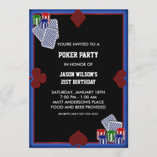 Invitaciones de cumpleaños para fiesta de póquer F