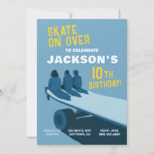 Invitaciones de cumpleaños para fiesta de skateboa