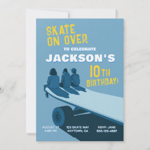 Invitaciones de cumpleaños para fiesta de skateboa