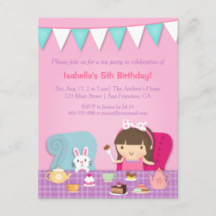 Invitaciones de cumpleaños para fiesta de té de ni