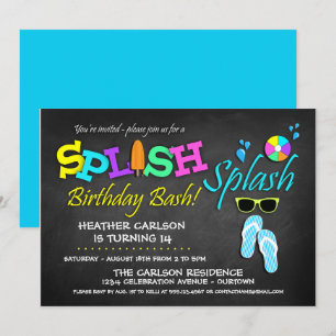 Invitaciones de cumpleaños para fiesta en la pisci