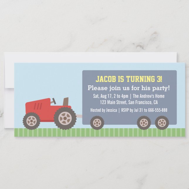 Invitaciones de cumpleaños para fiestas con tracto (Anverso)