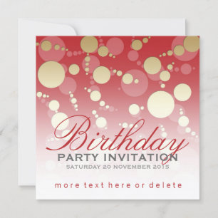 Invitaciones de cumpleaños para Fiestas de oro roj