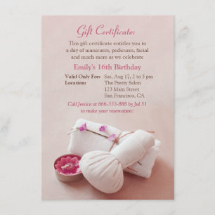 Invitaciones de cumpleaños para fiestas de spa con