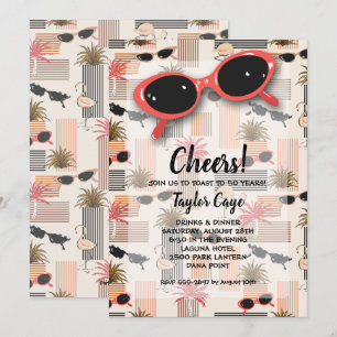 Invitaciones de cumpleaños para gafas de sol rojas