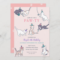 Invitaciones de cumpleaños para gatos con gatos Fi