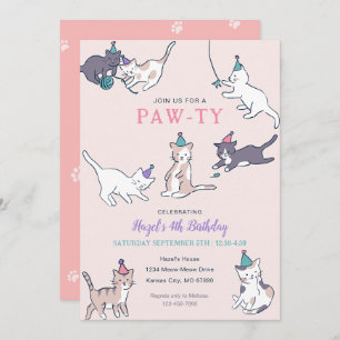 Invitaciones de cumpleaños para gatos con gatos Fi