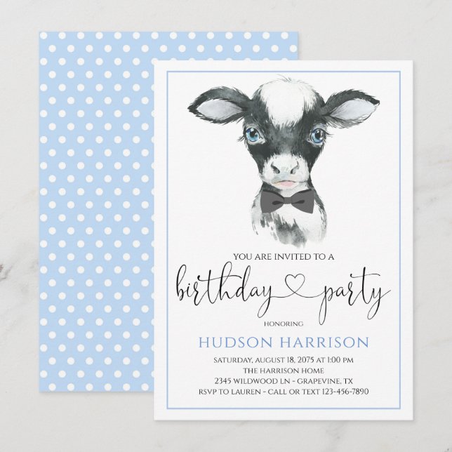 Invitaciones de cumpleaños para granja de niños (Anverso / Reverso)