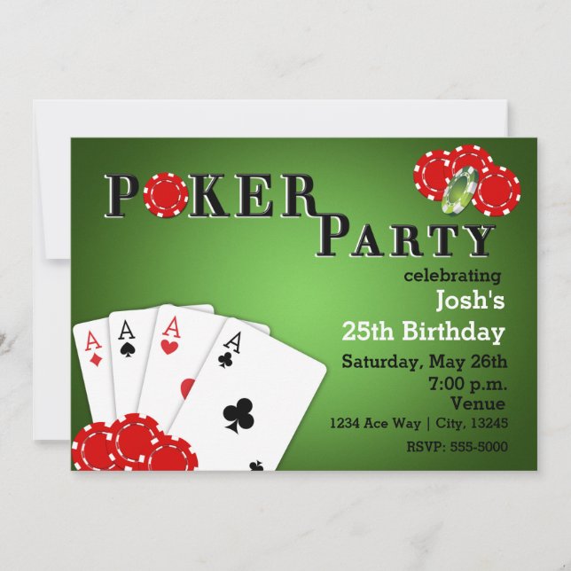 Invitaciones de cumpleaños para juego de casino PO (Anverso)