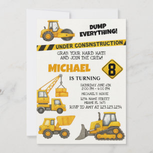 Invitaciones de cumpleaños para la construcción de