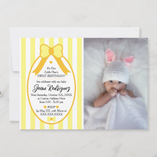 Invitaciones de Cumpleaños para Little One Bow 1er