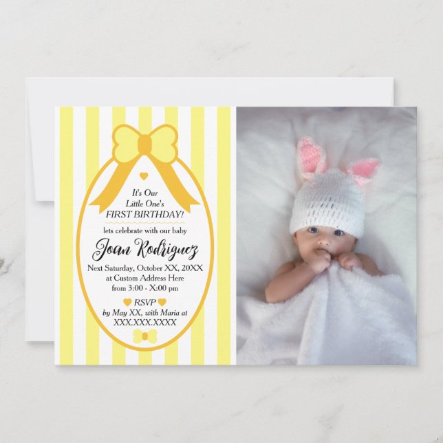 Invitaciones de Cumpleaños para Little One Bow 1er (Anverso)