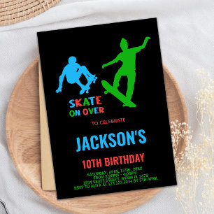 Invitaciones de cumpleaños para los patinetas de c