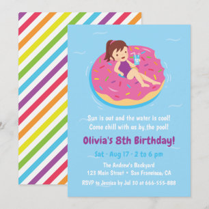 Invitaciones de cumpleaños para niña en flotador d