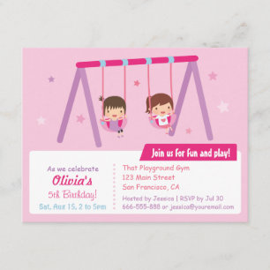 Invitaciones de cumpleaños para niñas al columpio