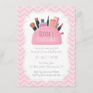 Invitaciones de cumpleaños para niñas Bolsa de Maq