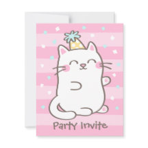 Invitaciones de Cumpleaños para Niñas con Gatito B