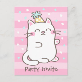 Invitaciones de Cumpleaños para Niñas con Gatito B