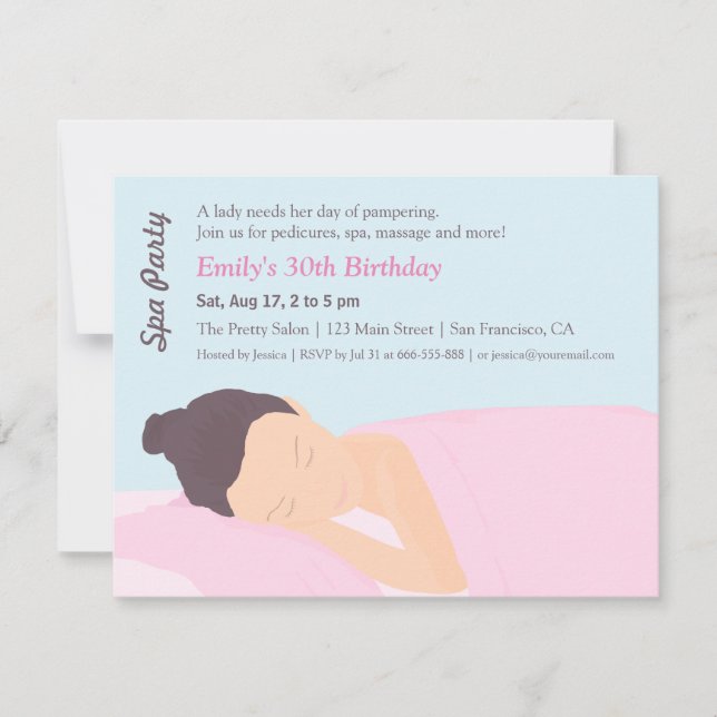 Invitaciones de cumpleaños para niñas con mimos de (Anverso)