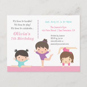 Invitaciones de Cumpleaños para Niñas de Gimnasia 