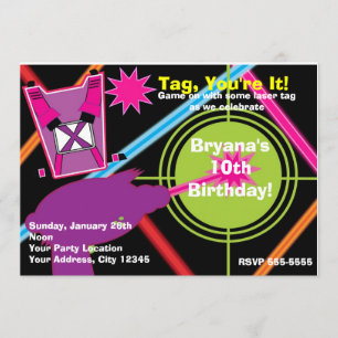 Invitaciones de cumpleaños para niñas de Laser Tag
