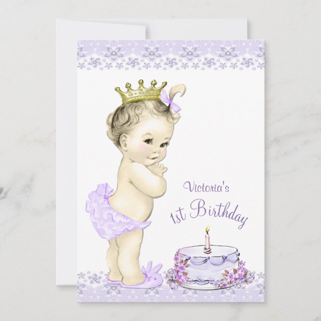 Invitaciones de cumpleaños para niñas de lavanda p (Anverso)