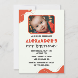 Invitaciones de cumpleaños para niño 1 año Moderna
