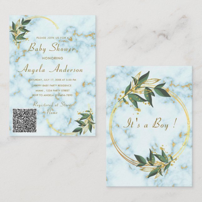 Invitaciones de Cumpleaños para Niño con Código QR (Anverso / Reverso)