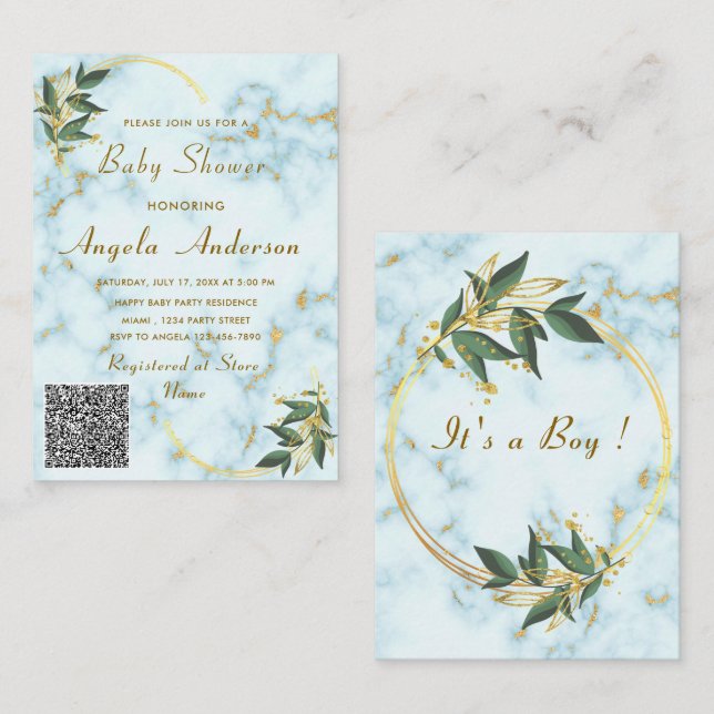 Invitaciones de Cumpleaños para Niño con Código QR (Anverso / Reverso)