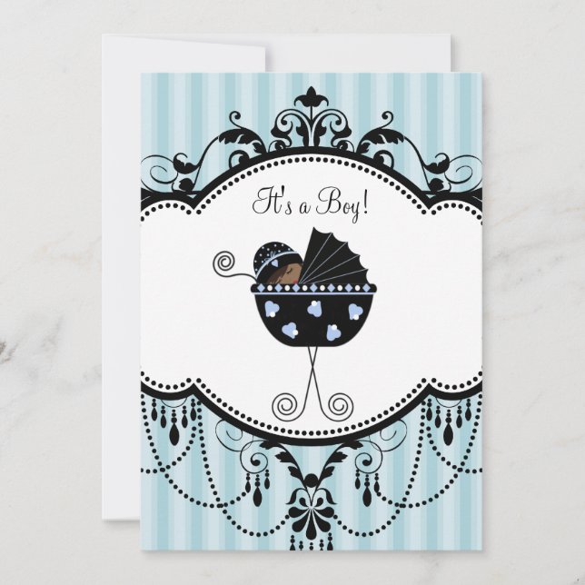Invitaciones de Cumpleaños para Niño con Rayas Azu (Anverso)