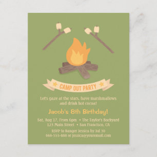 Invitaciones de cumpleaños para niños a acampada c