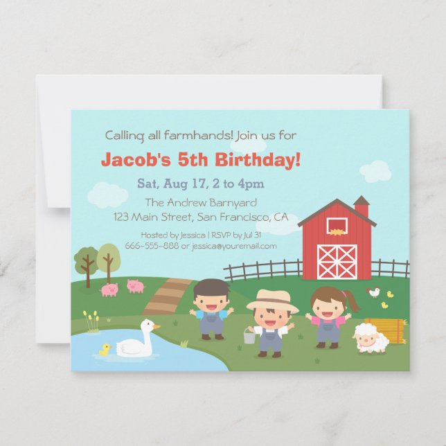 Invitaciones de cumpleaños para niños: ayudantes d (Anverso)