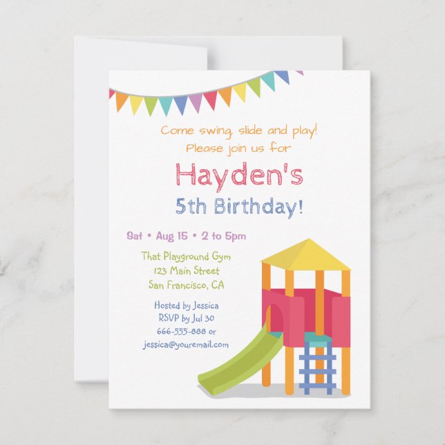 Invitaciones de cumpleaños para niños Casa de jueg (Anverso)