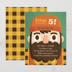Invitaciones de cumpleaños para niños con barba de
