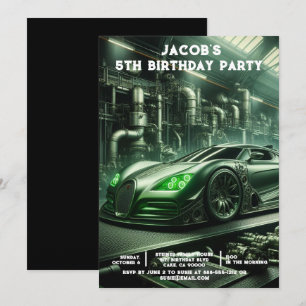 Invitaciones de cumpleaños para niños con coches d