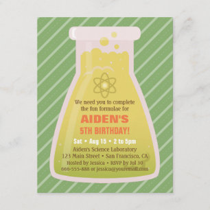 Invitaciones de cumpleaños para niños con matraz d