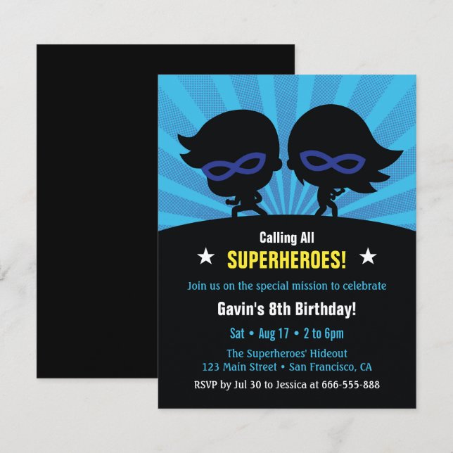 Invitaciones de cumpleaños para niños con temática (Anverso / Reverso)