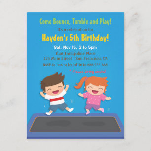 Invitaciones de cumpleaños para niños con trampolí