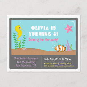 Invitaciones de cumpleaños para niños de Acuario C