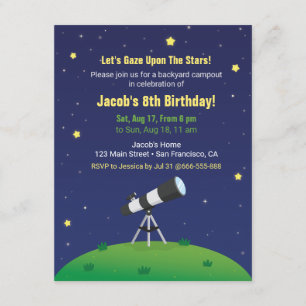 Invitaciones de cumpleaños para niños de astronomí