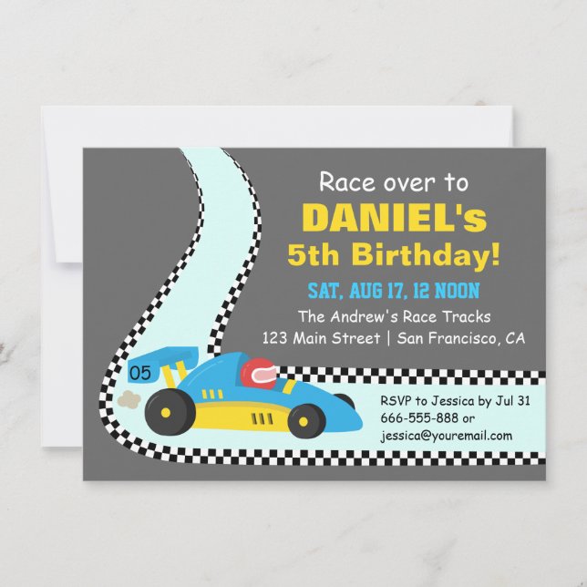 Invitaciones de Cumpleaños para Niños de Auto de C (Anverso)