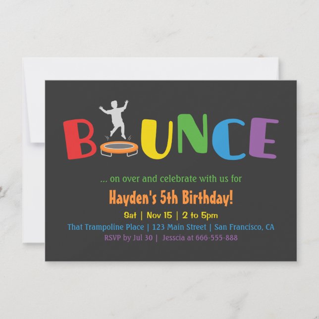 Invitaciones de Cumpleaños para Niños de Bounce Tr (Anverso)