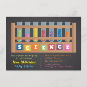Invitaciones de cumpleaños para niños de ciencia d