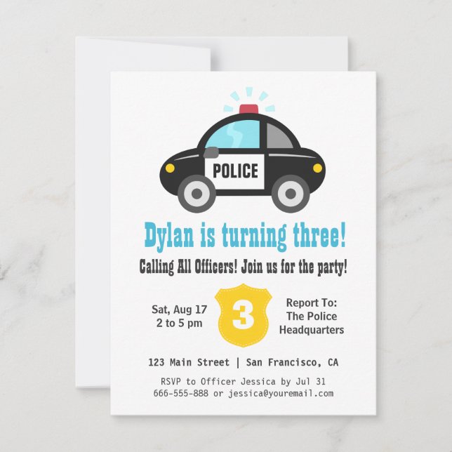 Invitaciones de cumpleaños para niños de coche de  (Anverso)