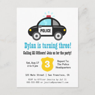 Invitaciones de cumpleaños para niños de coche de 
