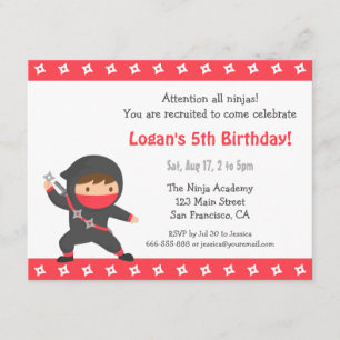 Invitaciones de cumpleaños para niños de Ninja lin