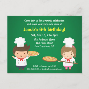 Invitaciones de Cumpleaños para Niños de Pizza Lin