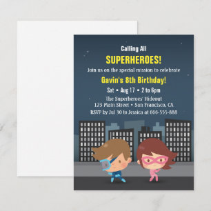 Invitaciones de cumpleaños para niños de superhéro